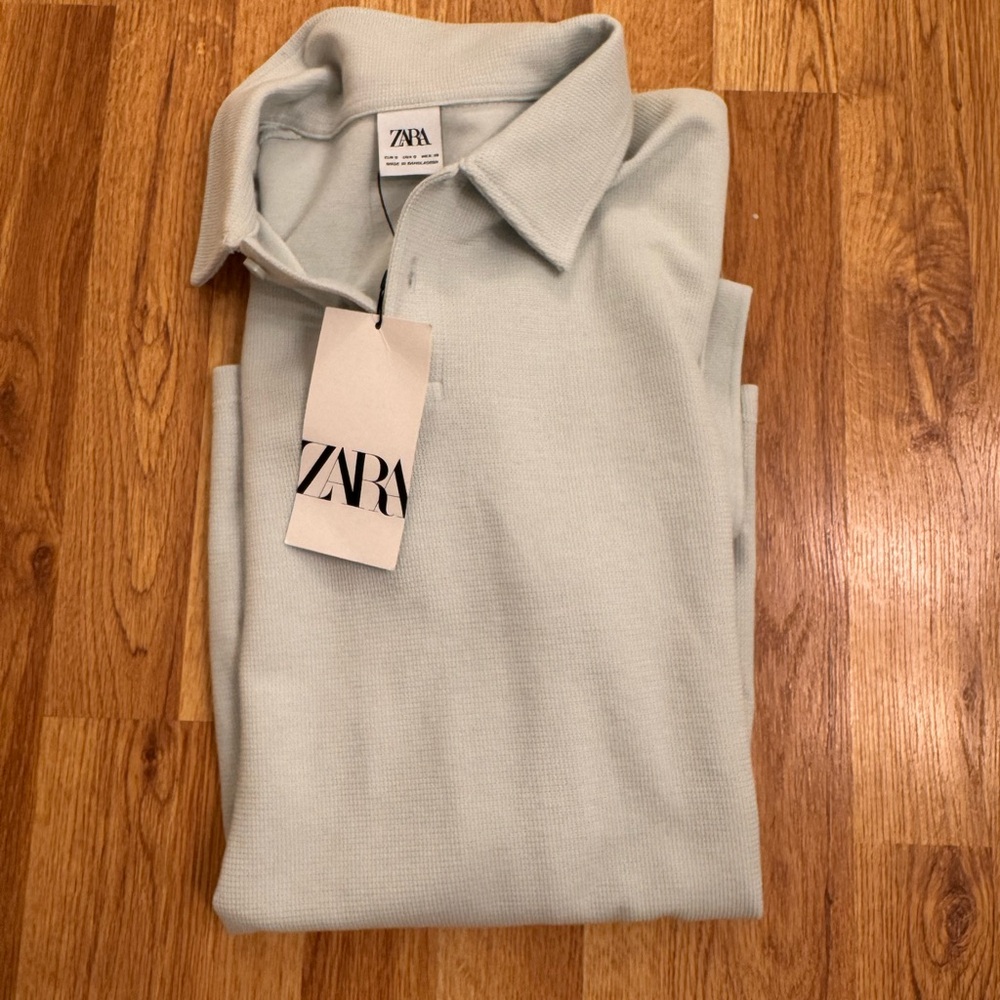 Zara Light Mint Green Polo Shirt - Picture 4 of 4